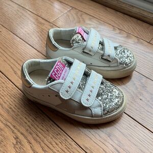 GOLDEN GOOSE Kids/Toddler May School Leather Embellished Sneakers With Suede